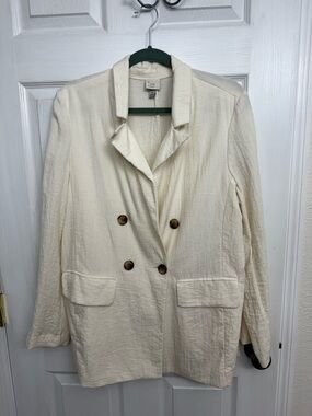 a new day Double-Breasted Cream Blazer with Tortoiseshell Buttons